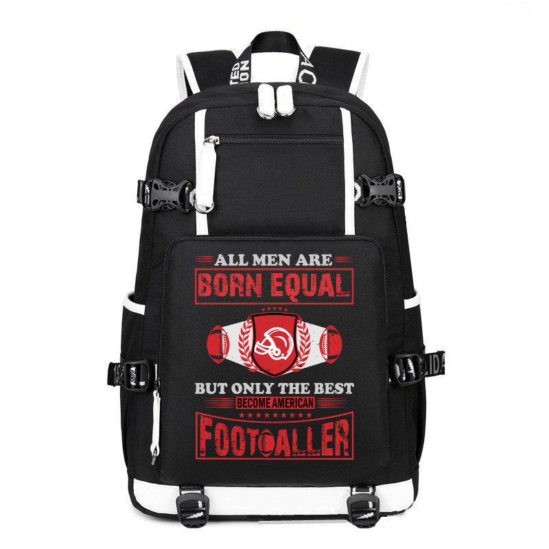 Football All men born equal American printing Canvas Backpack