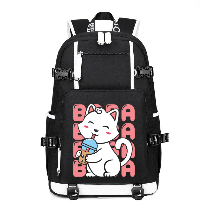 Kawaii Neko Bubble Tea Boba Neko Japan printing Canvas Backpack