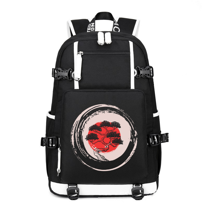 Bonsai Tree In Japanese Enso Circle printing Canvas Backpack