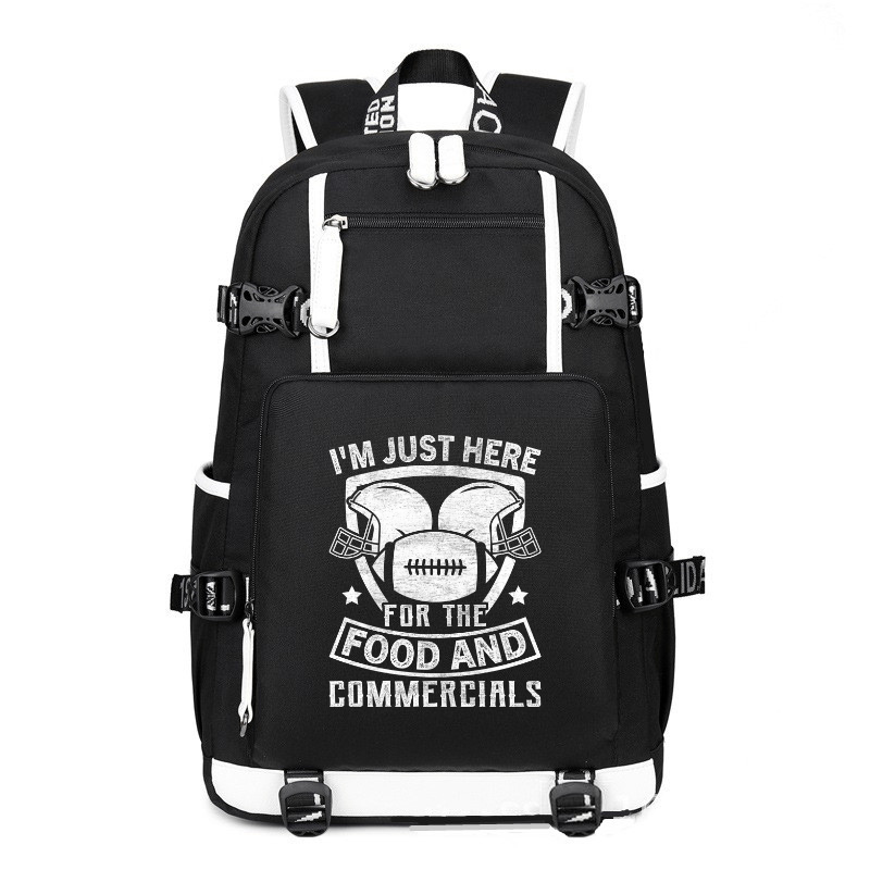 Football I'm just here for the food and Commercials printing Canvas Backpack