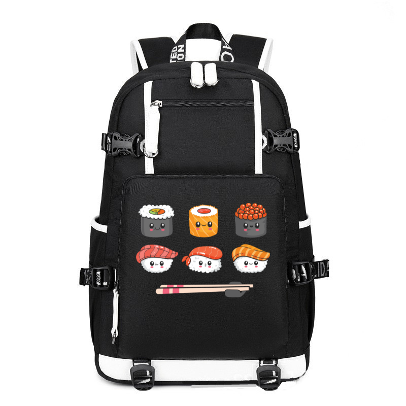 Sushi Anime Kawaii Set Japanese Food printing Canvas Backpack