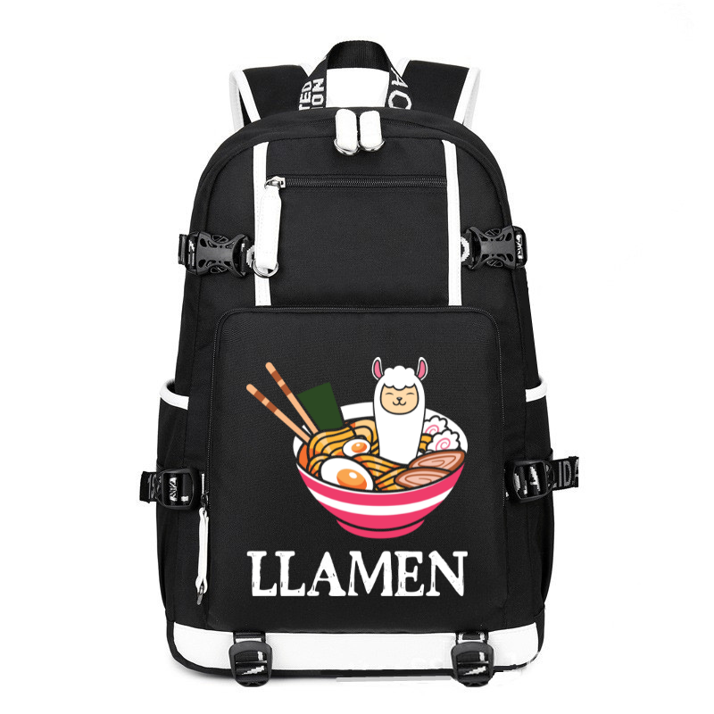 Llamen Kawaii Llama Ramen Japanese Anime printing Canvas Backpack