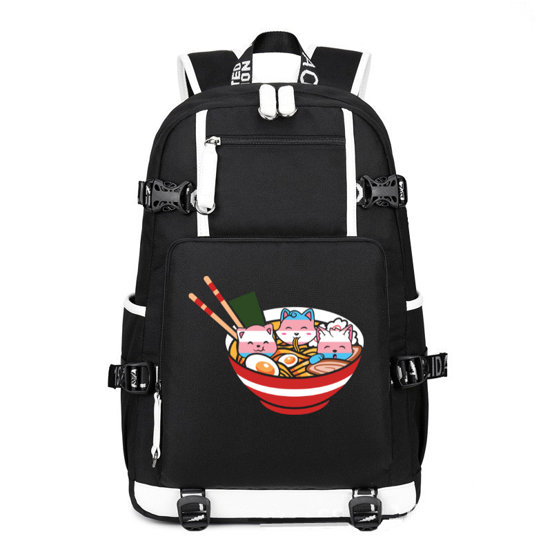 Ramen Cats Trans Pride Flag Japanese printing Canvas Backpack