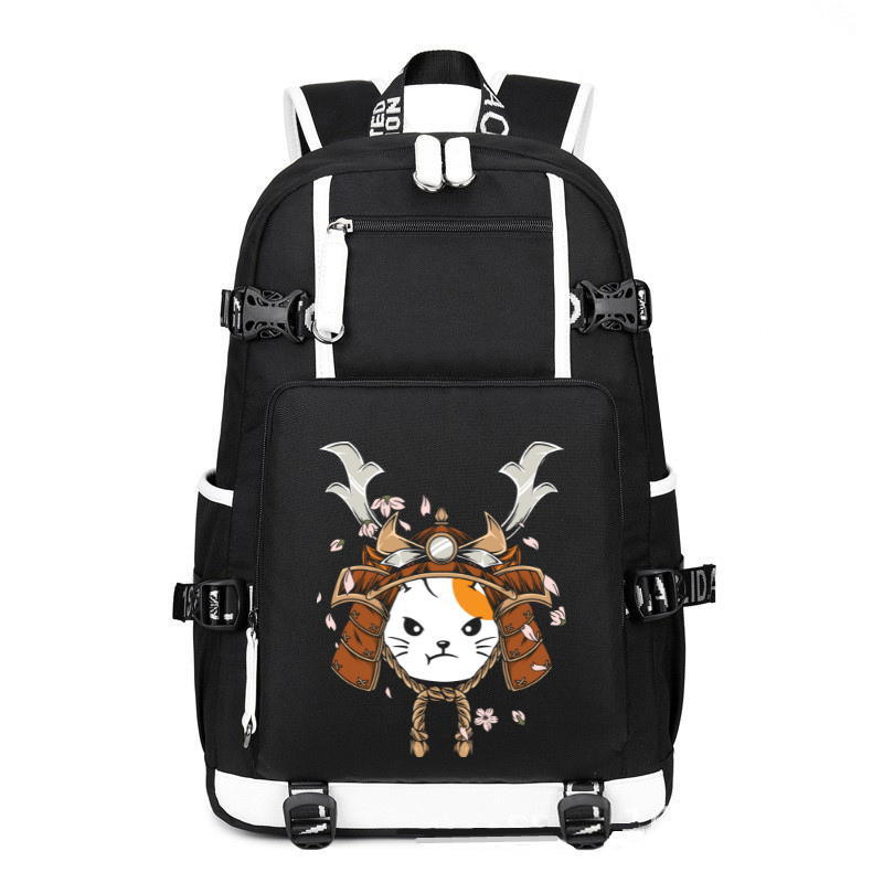 Samurai Cat Warrior Samurai Lovers Gift printing Canvas Backpack