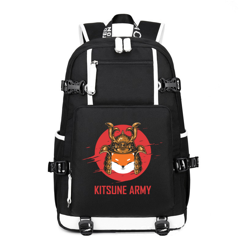 Funny Samurai Shib Army Kawaii Fox printing Canvas Backpack