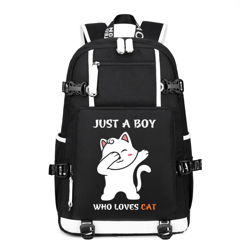 Just a boy who loves Cat Kawaii Cat printing Canvas Backpack