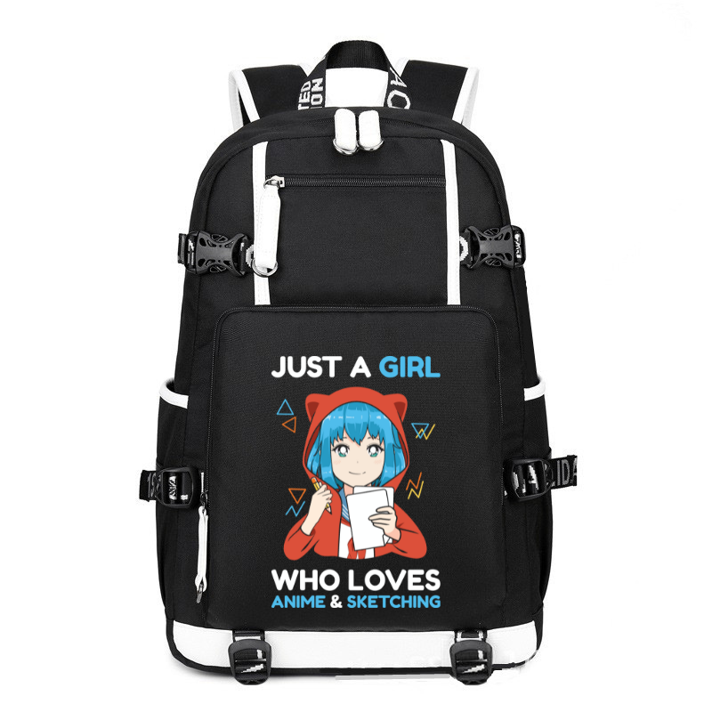 Just A Girl Who Loves Anime & Sketching printing Canvas Backpack