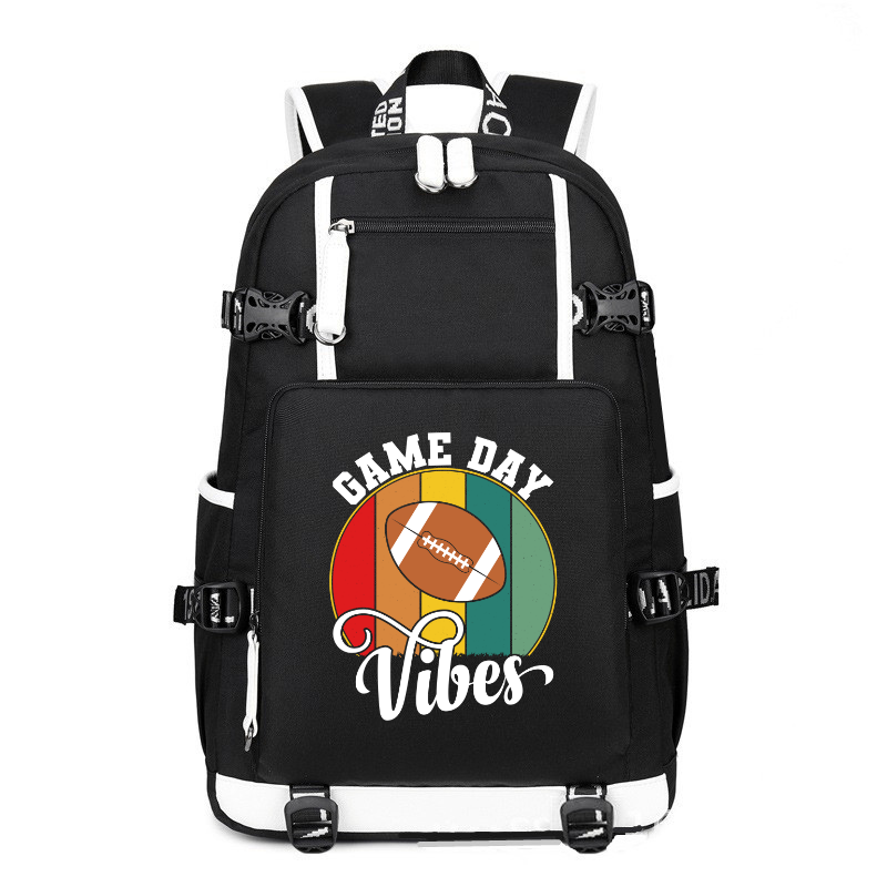 Football Game Day Vibes printing Canvas Backpack