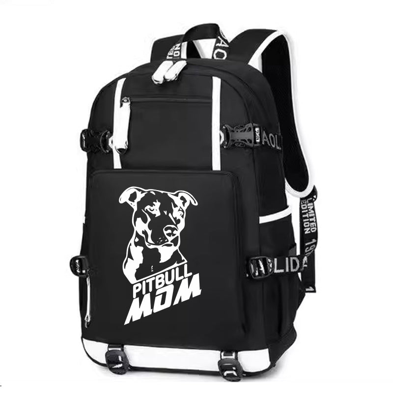 Pitbull mom design Printing Canvas Backpack