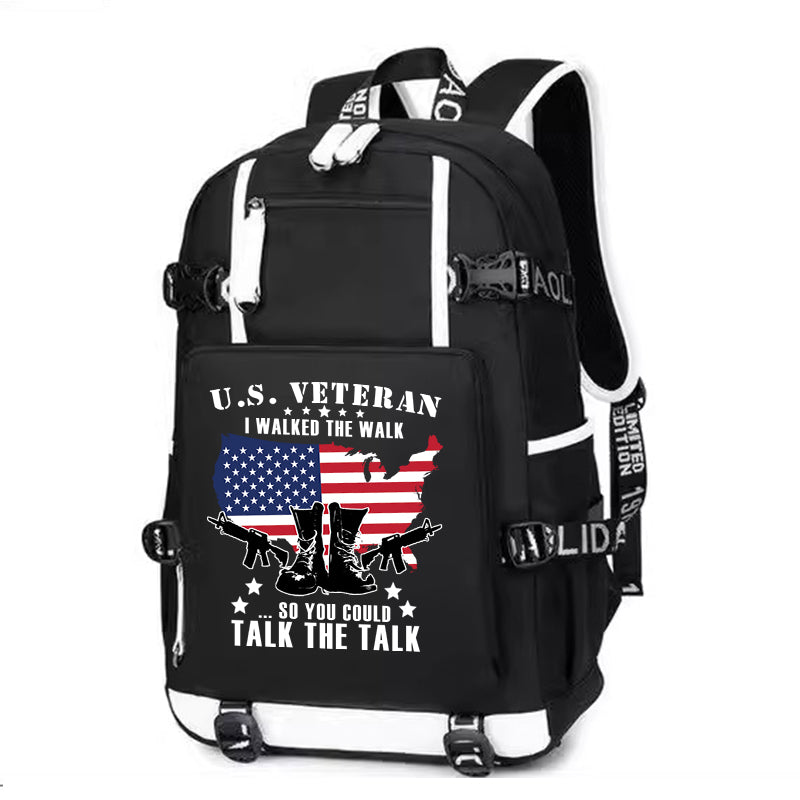 US Veteran I walked the walk Printing Canvas Backpack