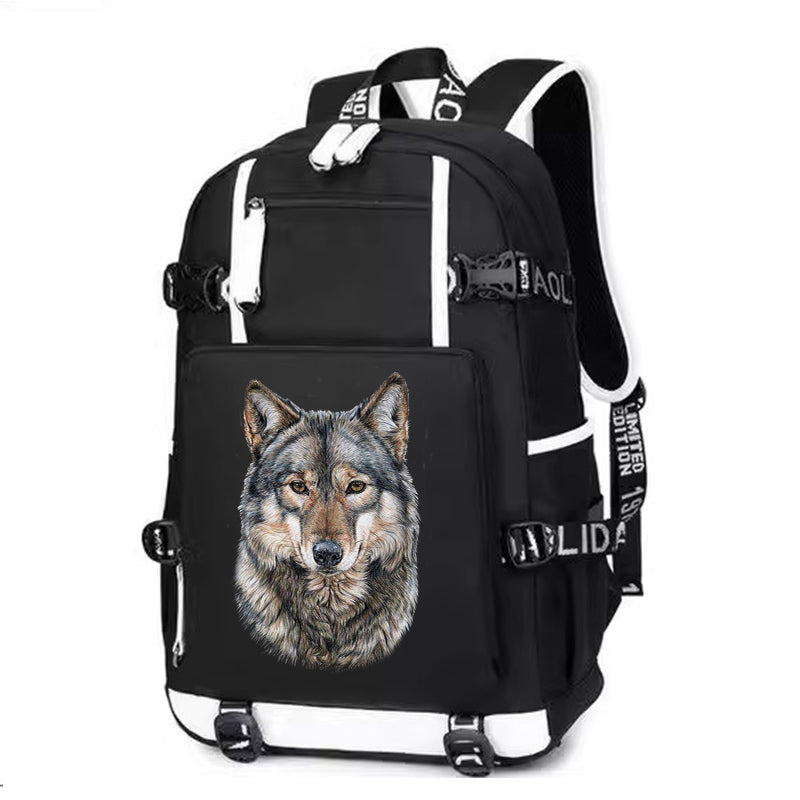 Wolf Printing Canvas Backpack