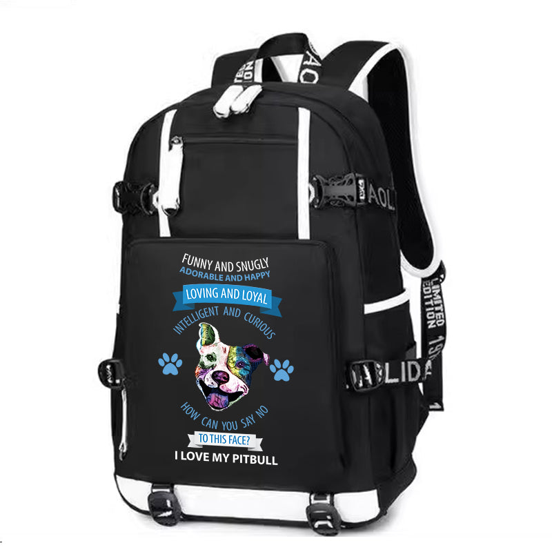 I love my pitbull Printing Canvas Backpack