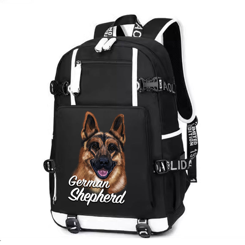 German Shepherd Printing Canvas Backpack