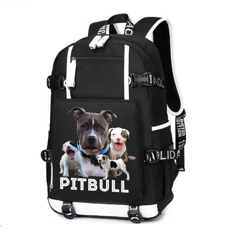 Pitbull Family Printing Canvas Backpack