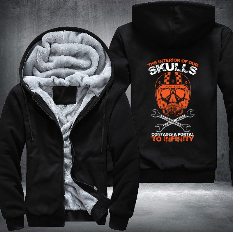 The interior of our Skulls Fleece Hoodies Jacket