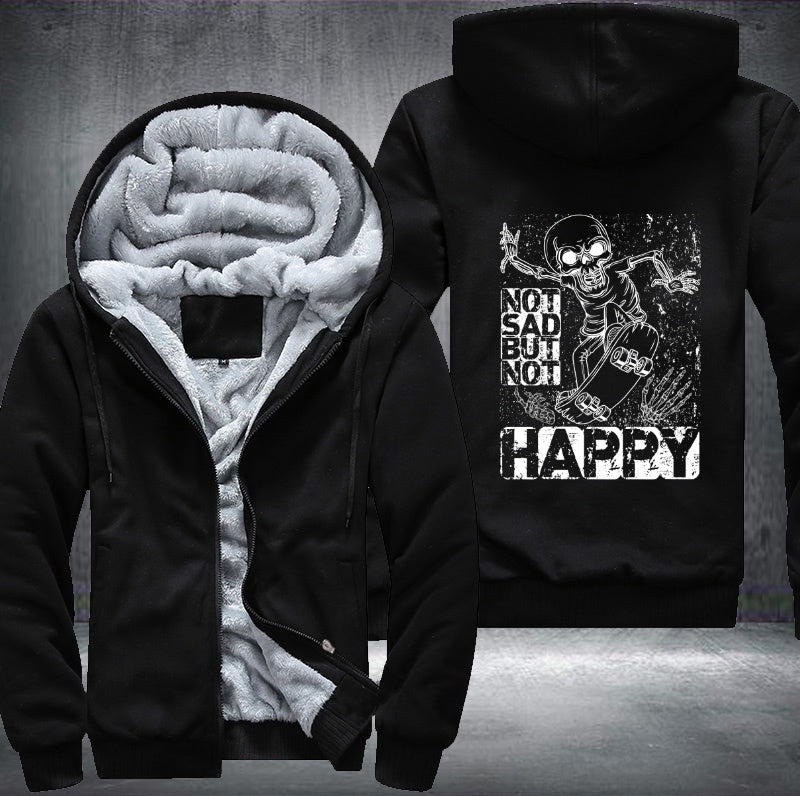 Not sad but not happy skull Fleece Hoodies Jacket
