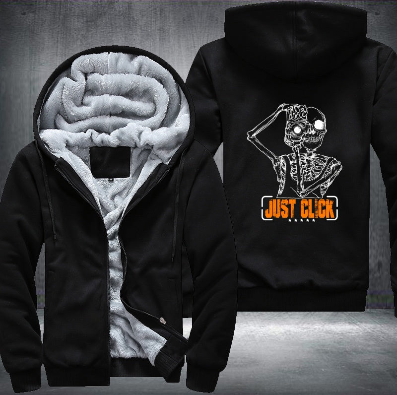 Skull just click Fleece Hoodies Jacket