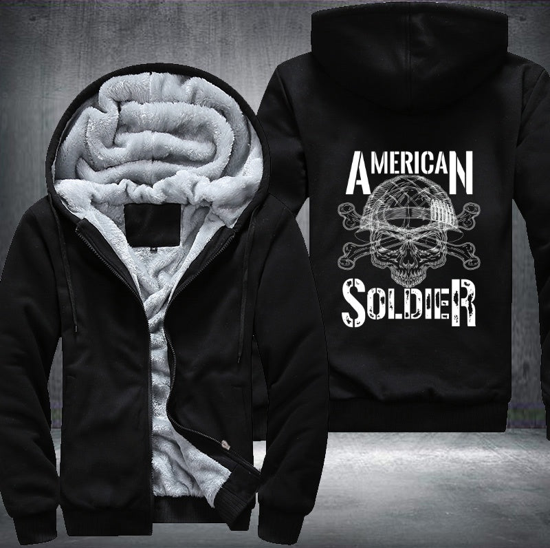 Skull American soldier Fleece Hoodies Jacket
