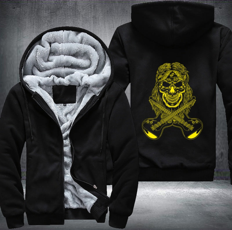 Yellow Skull guitar rock Fleece Hoodies Jacket