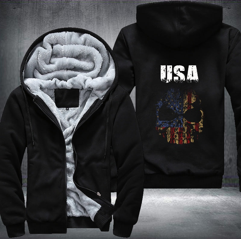 USA Skull Fleece Hoodies Jacket