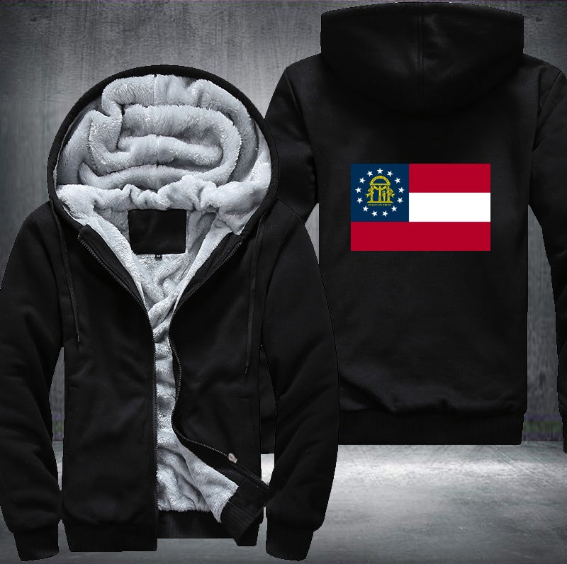 Flag of Georgia_(U.S._state) Fleece Hoodies Jacket