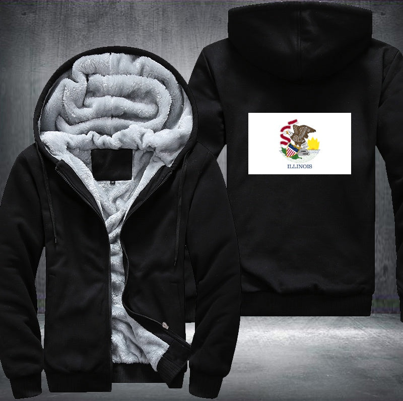 Flag of Illinois Fleece Hoodies Jacket