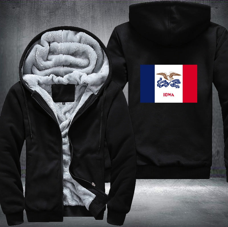 Flag of Iowa Fleece Hoodies Jacket
