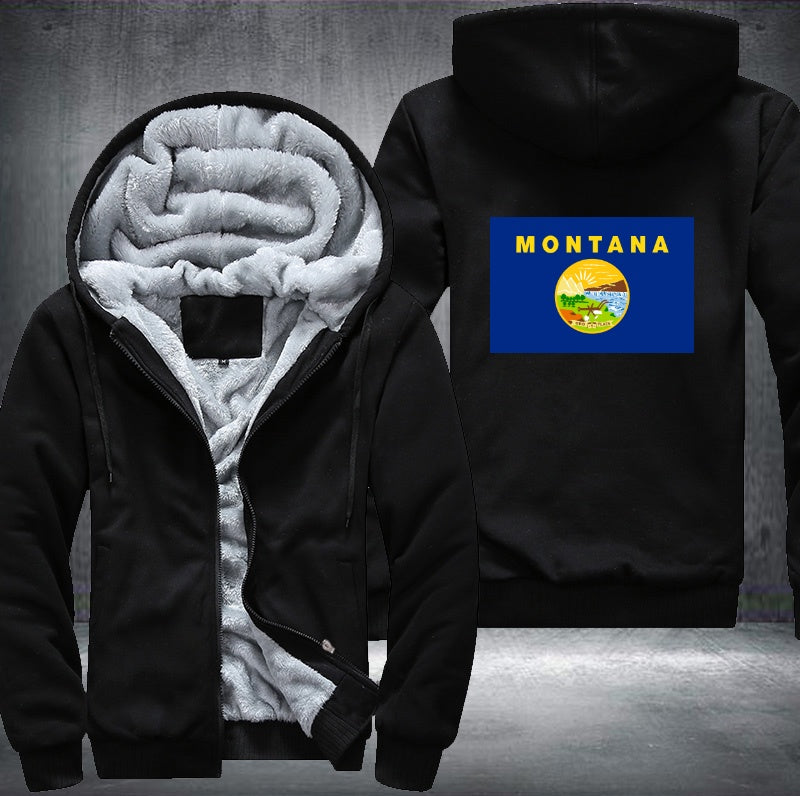 Flag of Montana Fleece Hoodies Jacket
