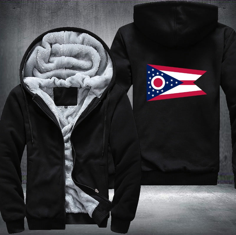 Flag of Ohio Fleece Hoodies Jacket