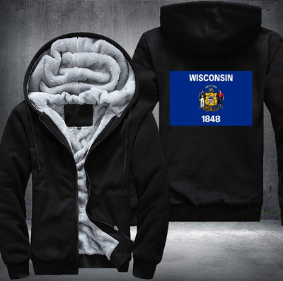 Flag of Wisconsin Fleece Hoodies Jacket