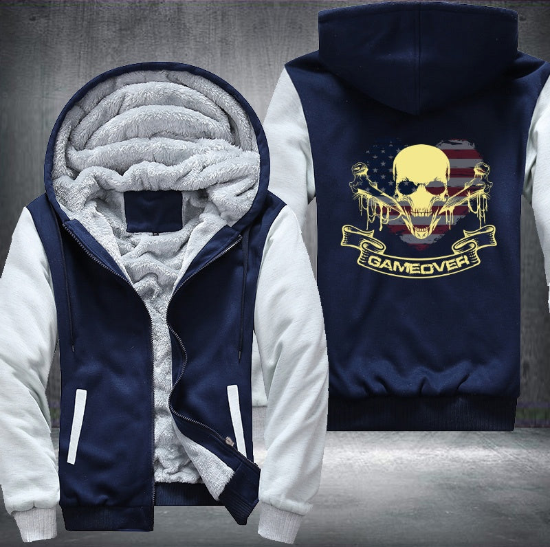 USA Skull game over Fleece Hoodies Jacket