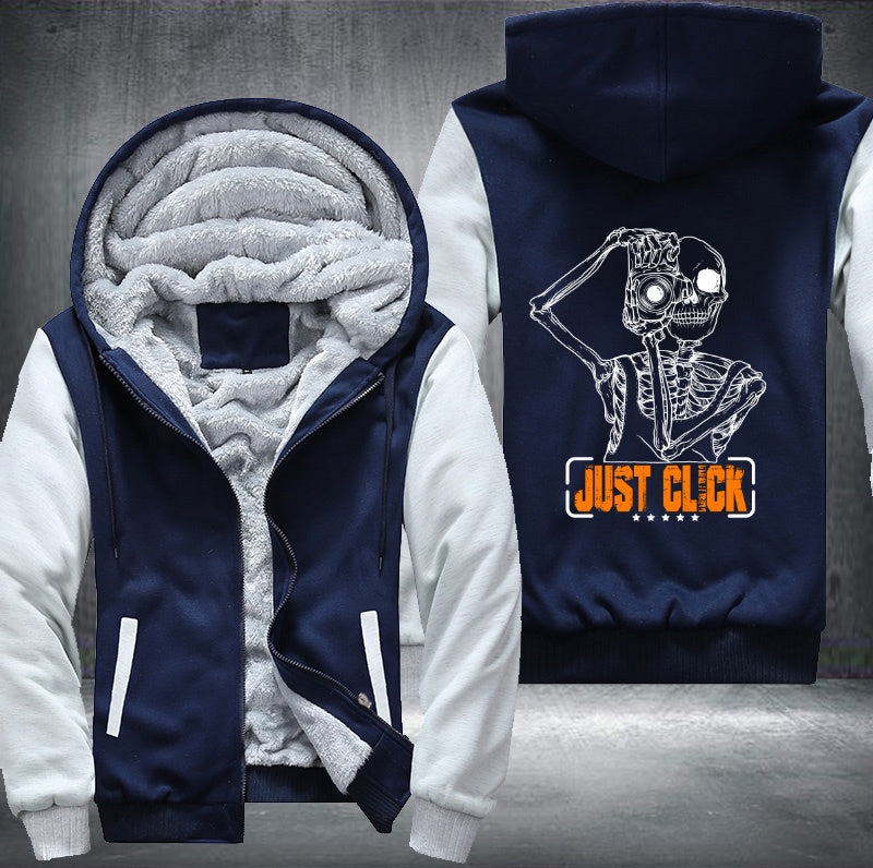 Skull just click Fleece Hoodies Jacket
