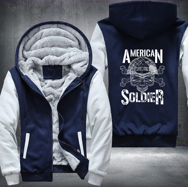 Skull American soldier Fleece Hoodies Jacket