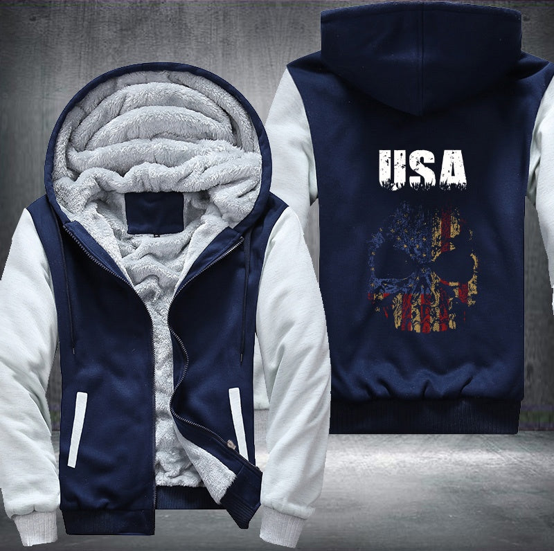 USA Skull Fleece Hoodies Jacket