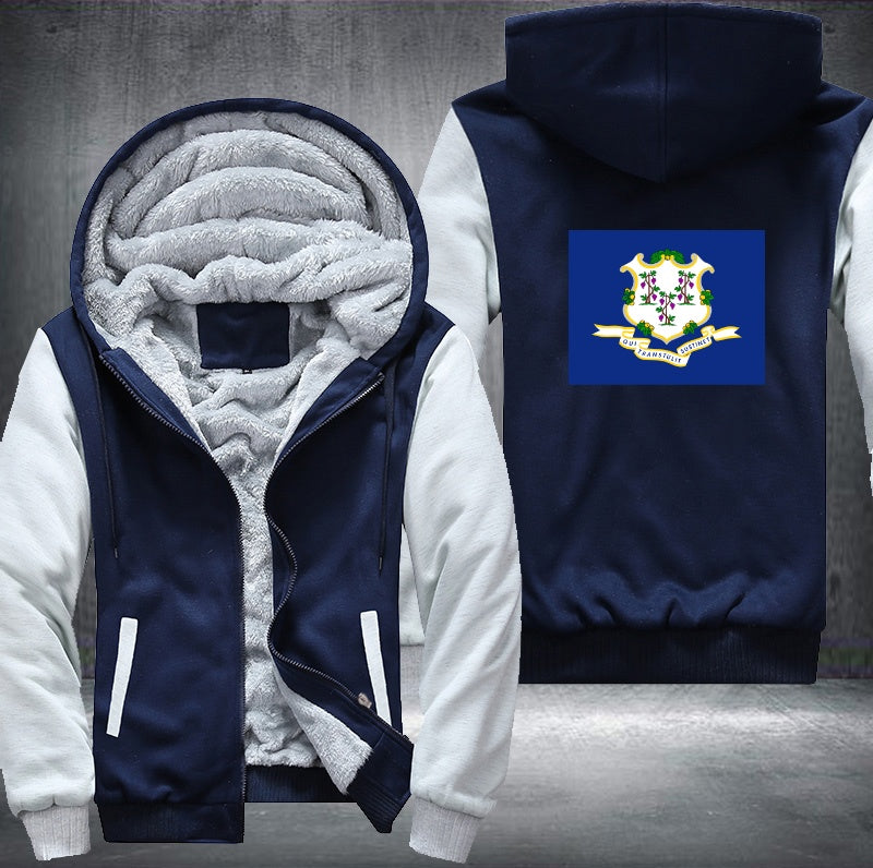 Flag of Connecticut Fleece Hoodies Jacket