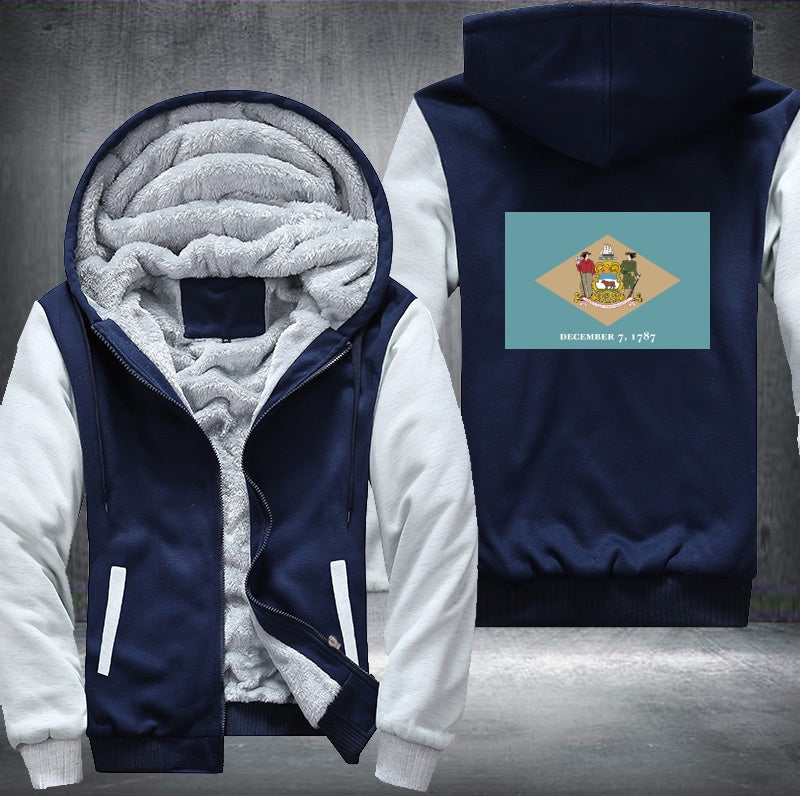 Flag of Delaware Fleece Hoodies Jacket
