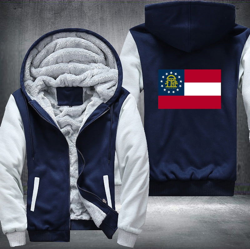 Flag of Georgia_(U.S._state) Fleece Hoodies Jacket