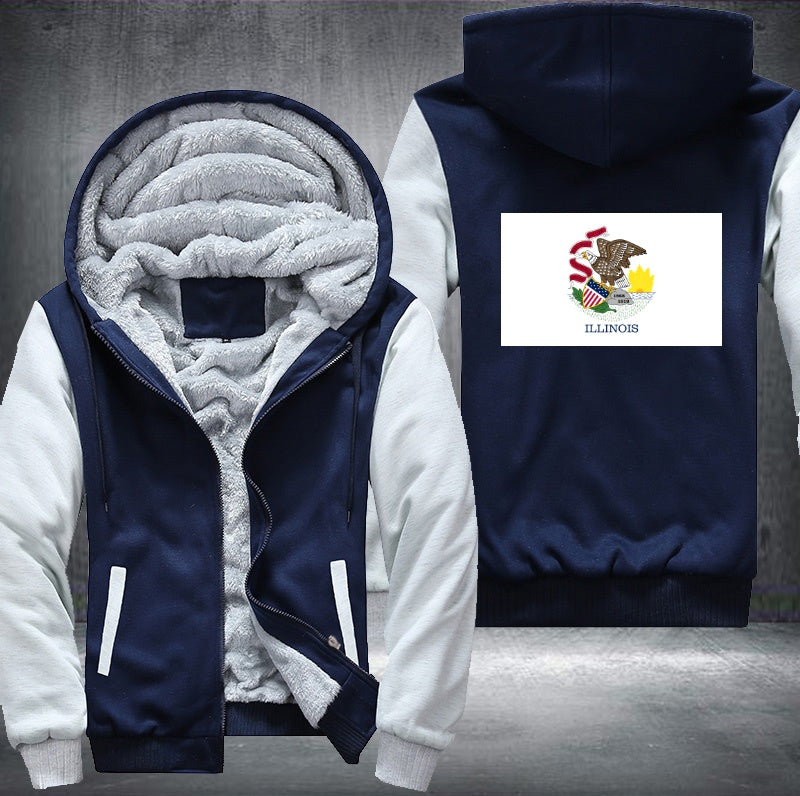 Flag of Illinois Fleece Hoodies Jacket