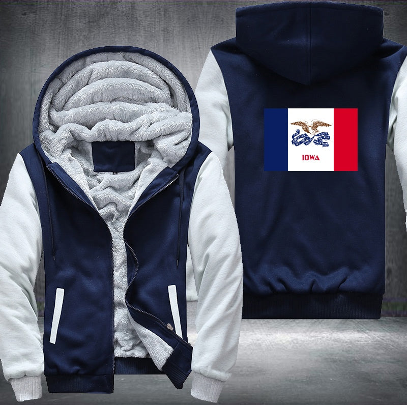 Flag of Iowa Fleece Hoodies Jacket