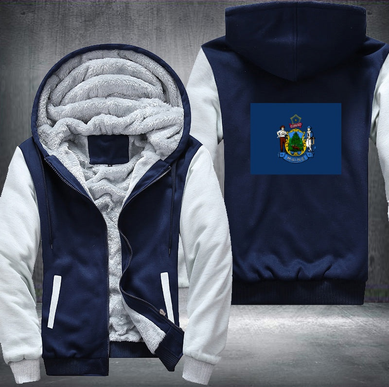 Flag of Maine Fleece Hoodies Jacket