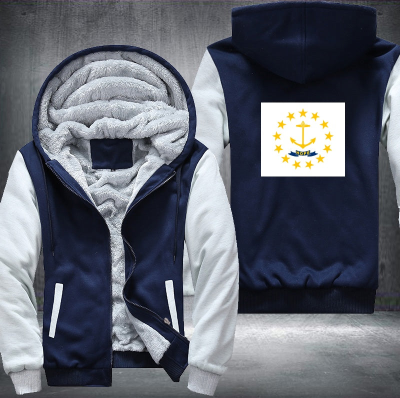Flag of Rhode Island Fleece Hoodies Jacket