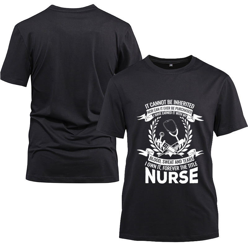 Blood sweat and tears I own it forever the title nurse Cotton Black Short Sleeve T-Shirt