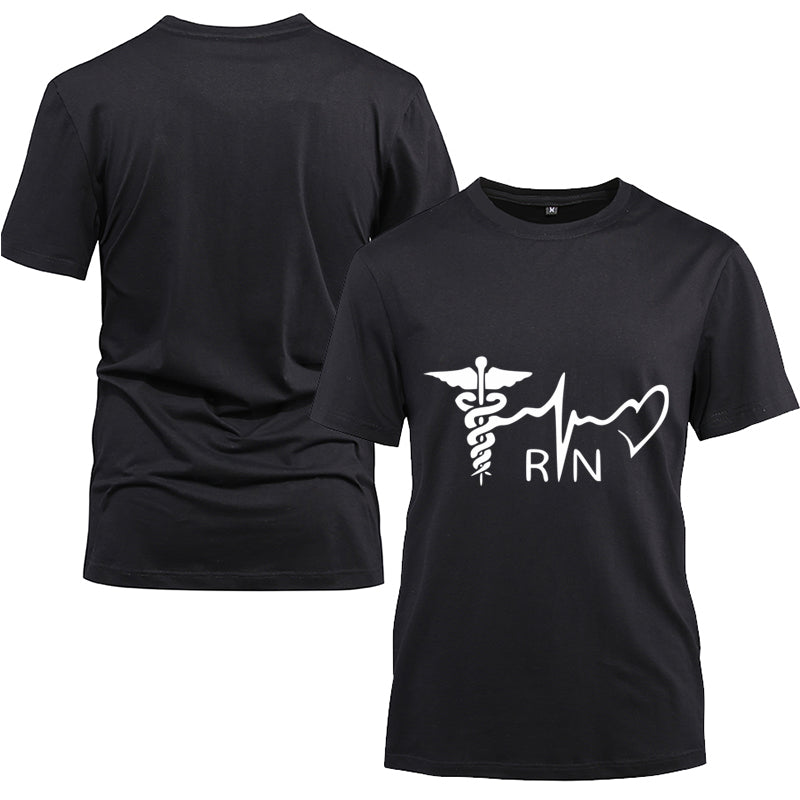 RN Nurse Cotton Black Short Sleeve T-Shirt