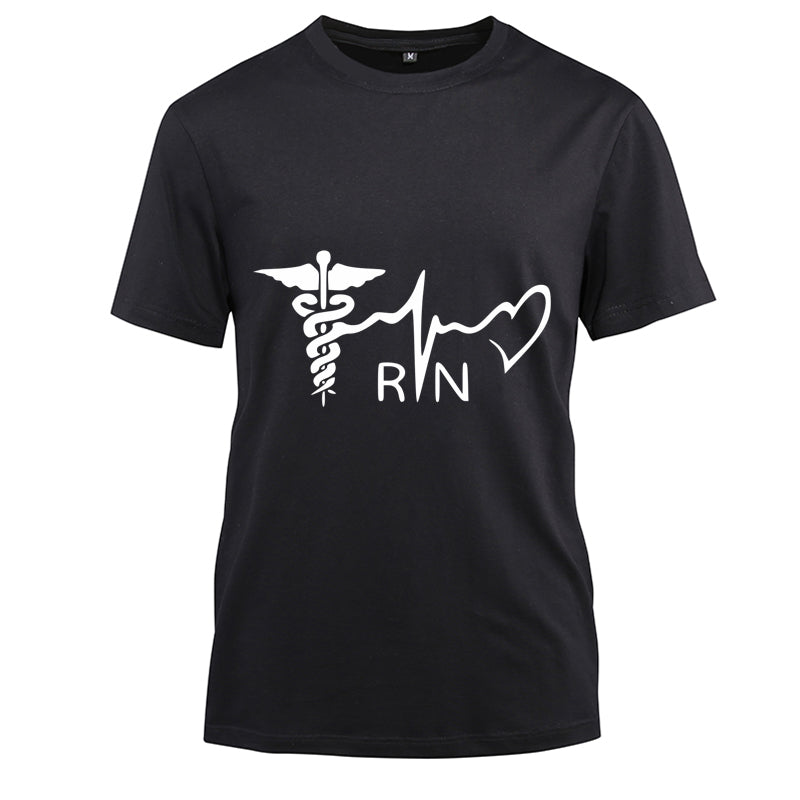 RN Nurse Cotton Black Short Sleeve T-Shirt