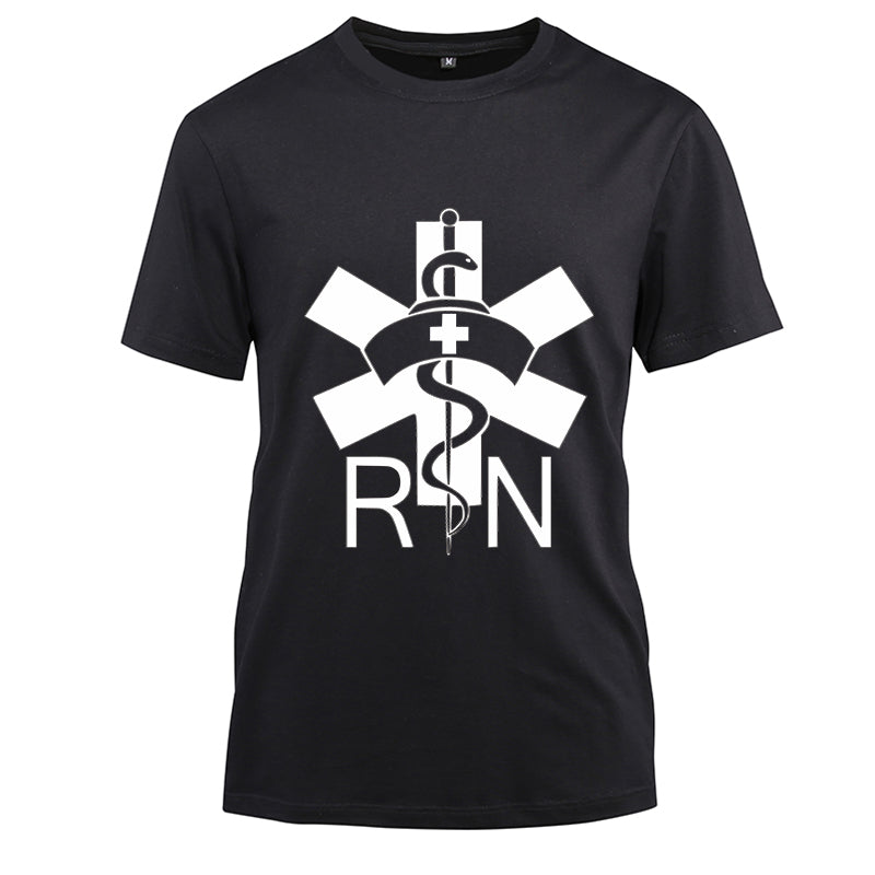 Nurse RN Cotton Black Short Sleeve T-Shirt