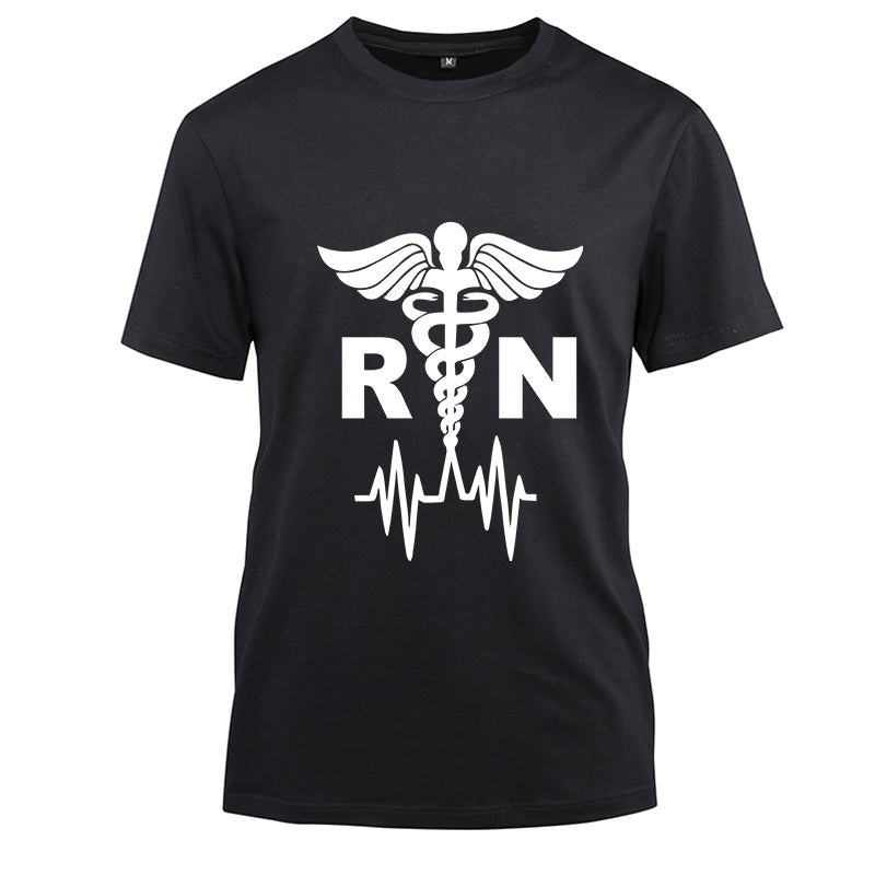 registered nurses RN Cotton Black Short Sleeve T-Shirt