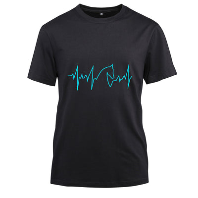 Heart rate horse Cotton Black Short Sleeve T-Shirt