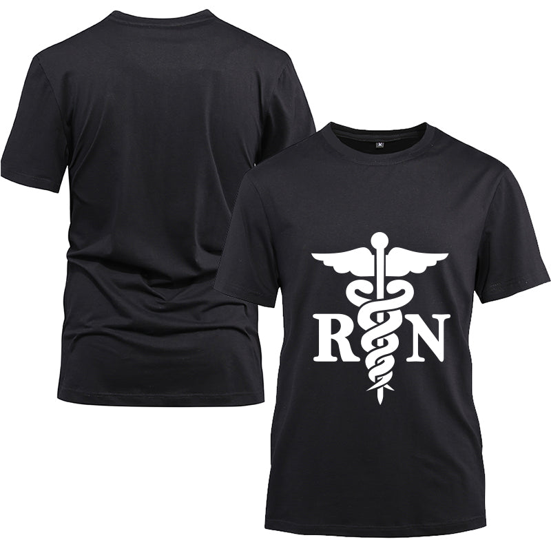 RN- Nurse Cotton Black Short Sleeve T-Shirt