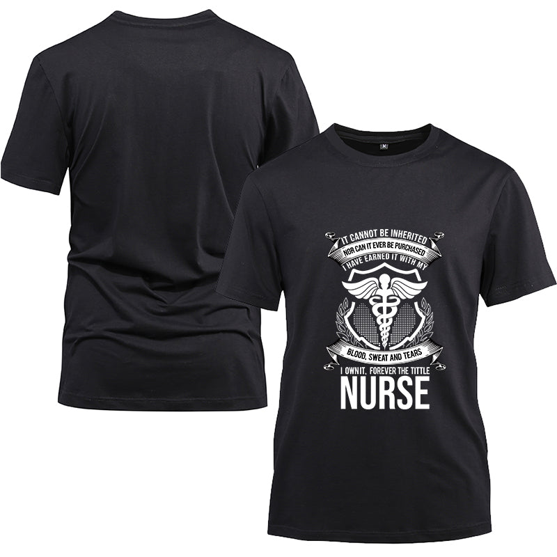 I own it forever the title nurse Cotton Black Short Sleeve T-Shirt