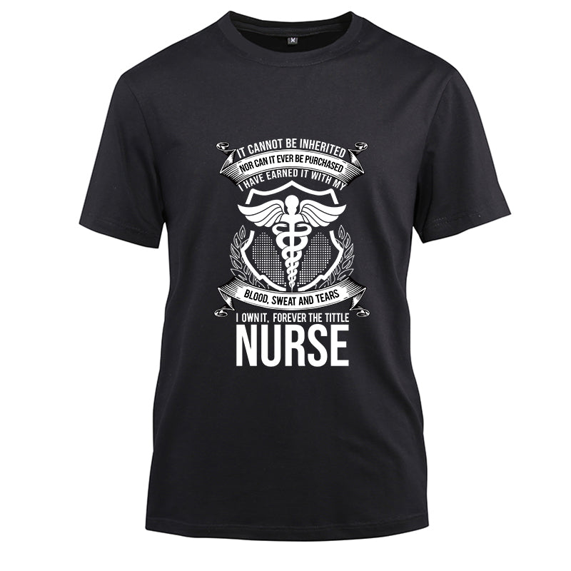 I own it forever the title nurse Cotton Black Short Sleeve T-Shirt